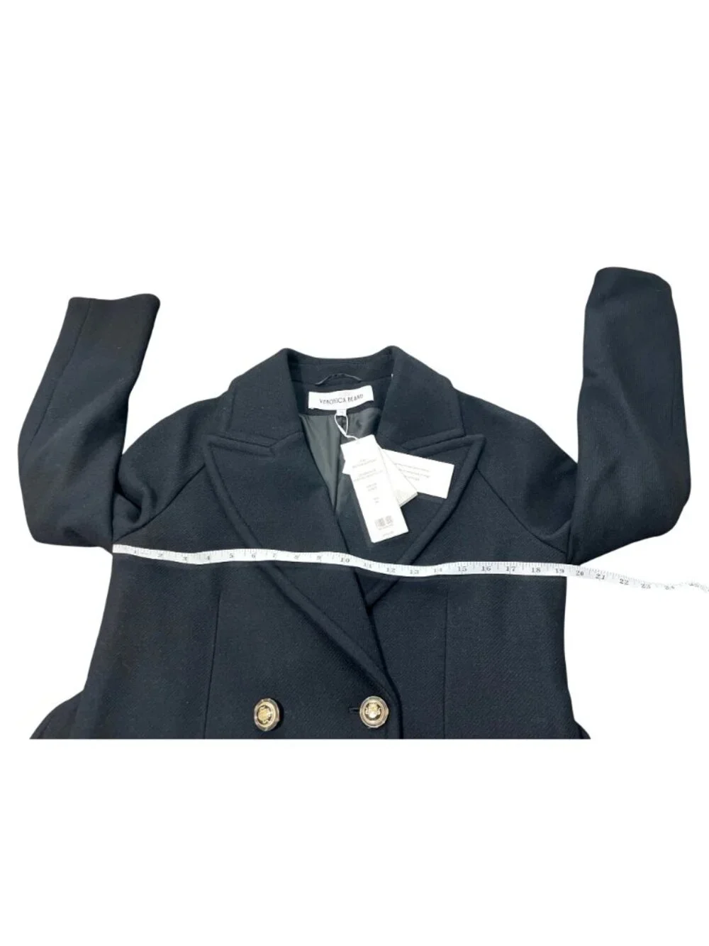 Veronica Beard Women XS Wool Coat Frattini Dickey Double-Breasted Black $998 NEW - Picture 6 of 12